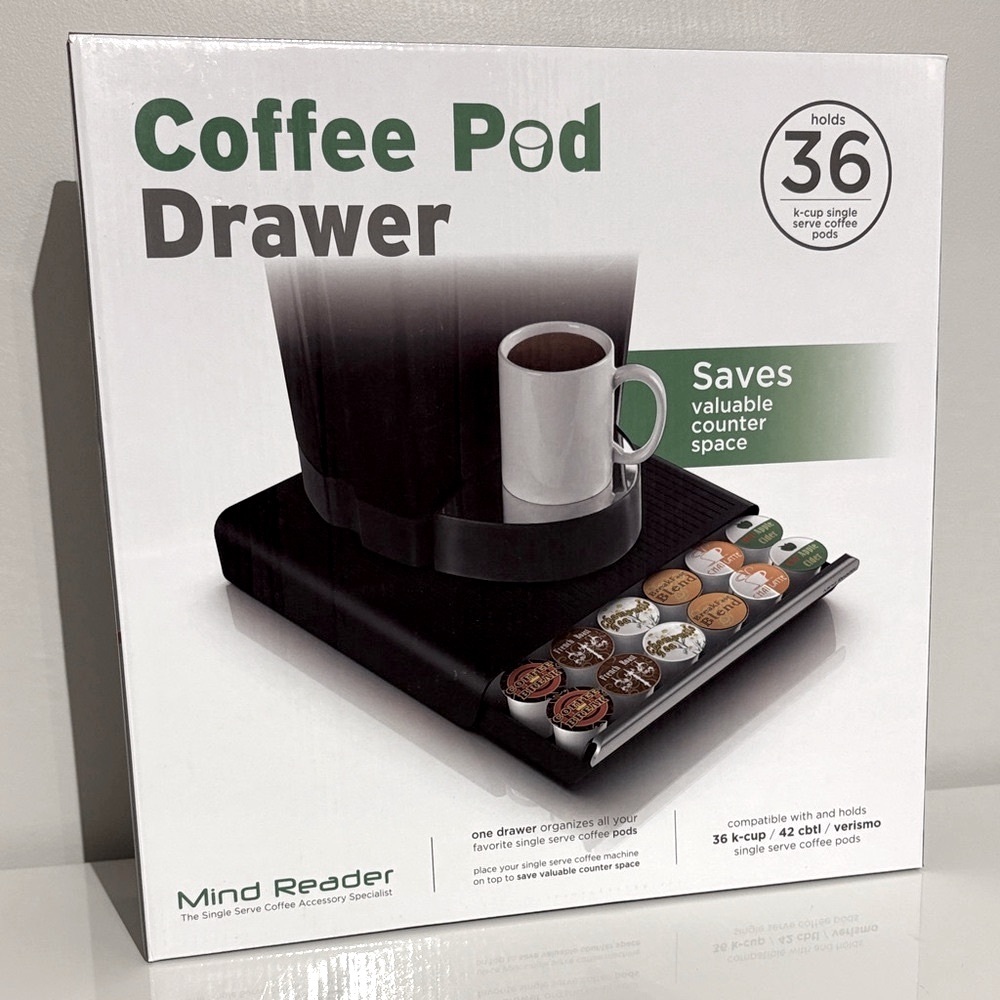 EUC Mind Reader Single Serve Black Coffee/Tea 36 Pod Organizer Drawer